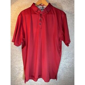 Footjoy FJ Mens Red Golf Polo Shirt Size L Performance Stretch Logo On Sleeve